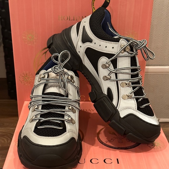 GUCCI X SEGA Mesh Technical Canvas Calfskin Reflective Mens Flashtrek Sneakers - Picture 10 of 15